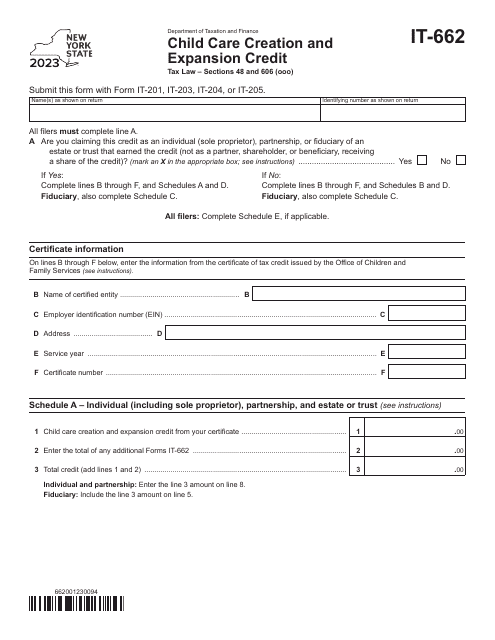 Form IT-662 2023 Printable Pdf