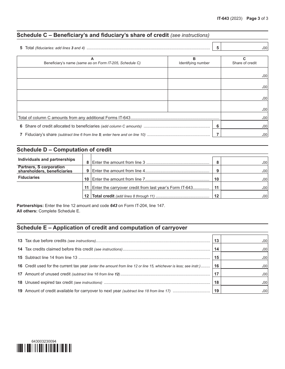 Form IT-643 Hire a Veteran Credit - New York, Page 3