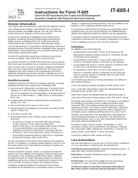 Document preview: Instructions for Form IT-605 Claim for Ez Investment Tax Credit and Ez Employment Incentive Credit for the Financial Services Industry - New York, 2023