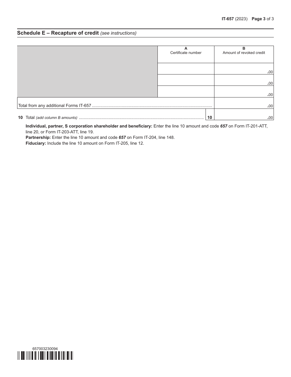 Form IT-657 Covid-19 Capital Costs Credit - New York, Page 3