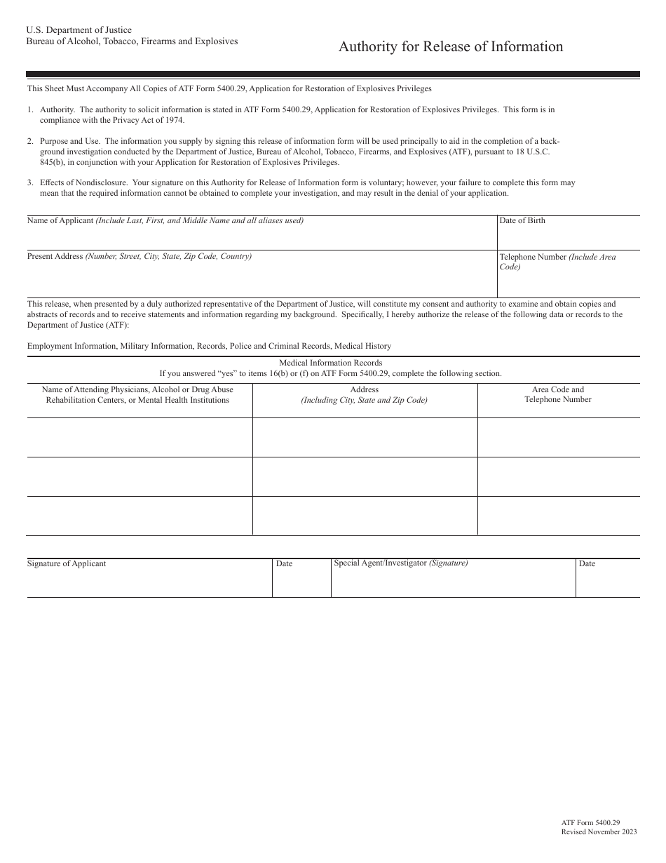 ATF Form 5400.29 Application for Restoration of Explosives Privileges, Page 4