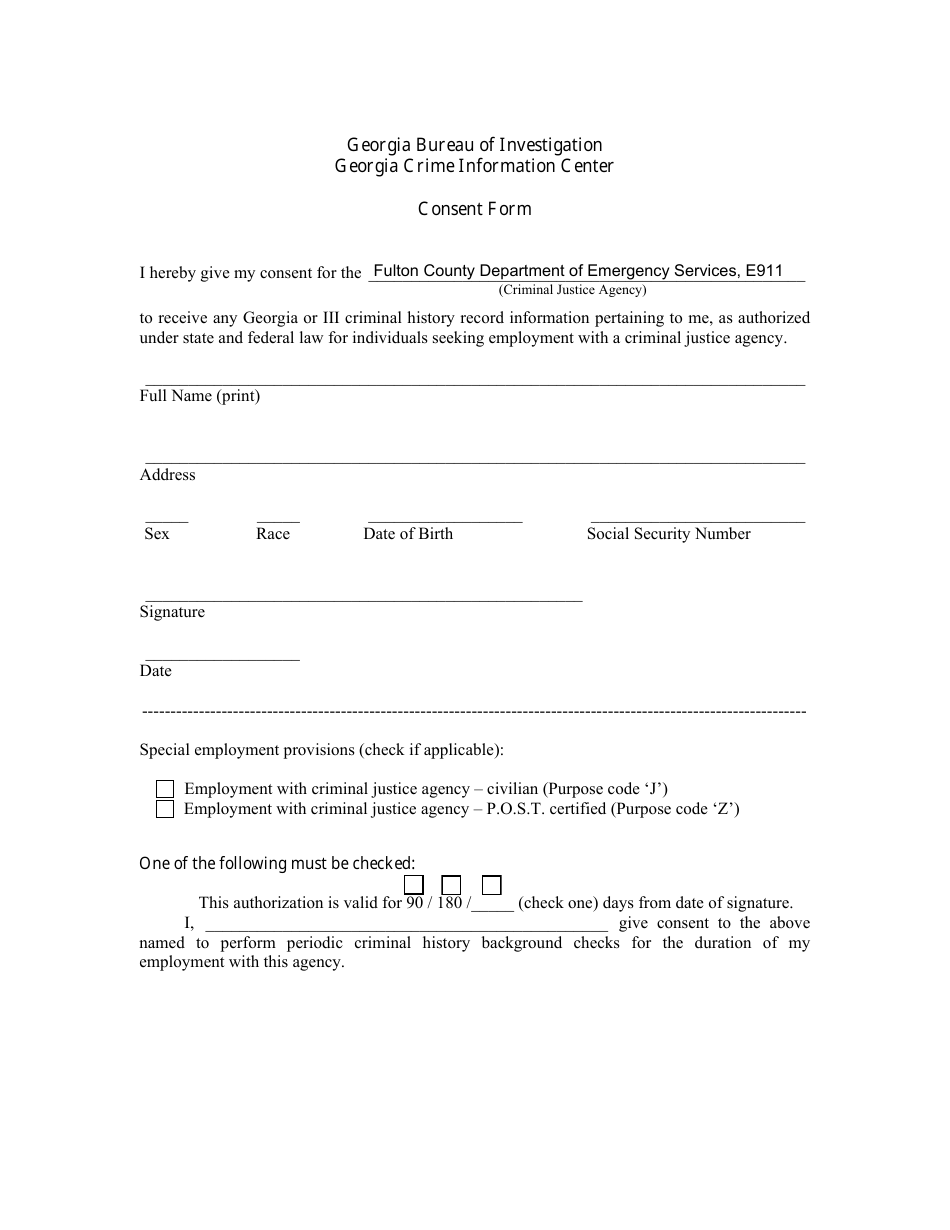 Special Advisory Consent Form - Fulton County, Georgia (United States), Page 1