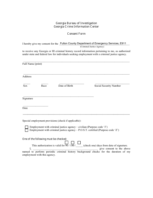 Special Advisory Consent Form - Fulton County, Georgia (United States) Download Pdf