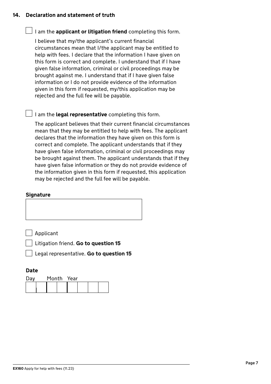 Form EX160 Apply for Help With Court and Tribunal Fees - United Kingdom, Page 7