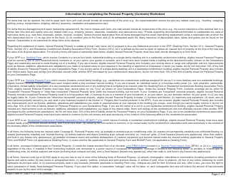 FEMA Form FF-206-FY-21-106 Personal Property (Contents) Worksheet - National Flood Insurance Program, Page 2