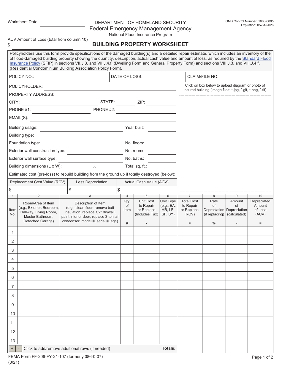 FEMA Form FF206FY21107 Fill Out, Sign Online and Download