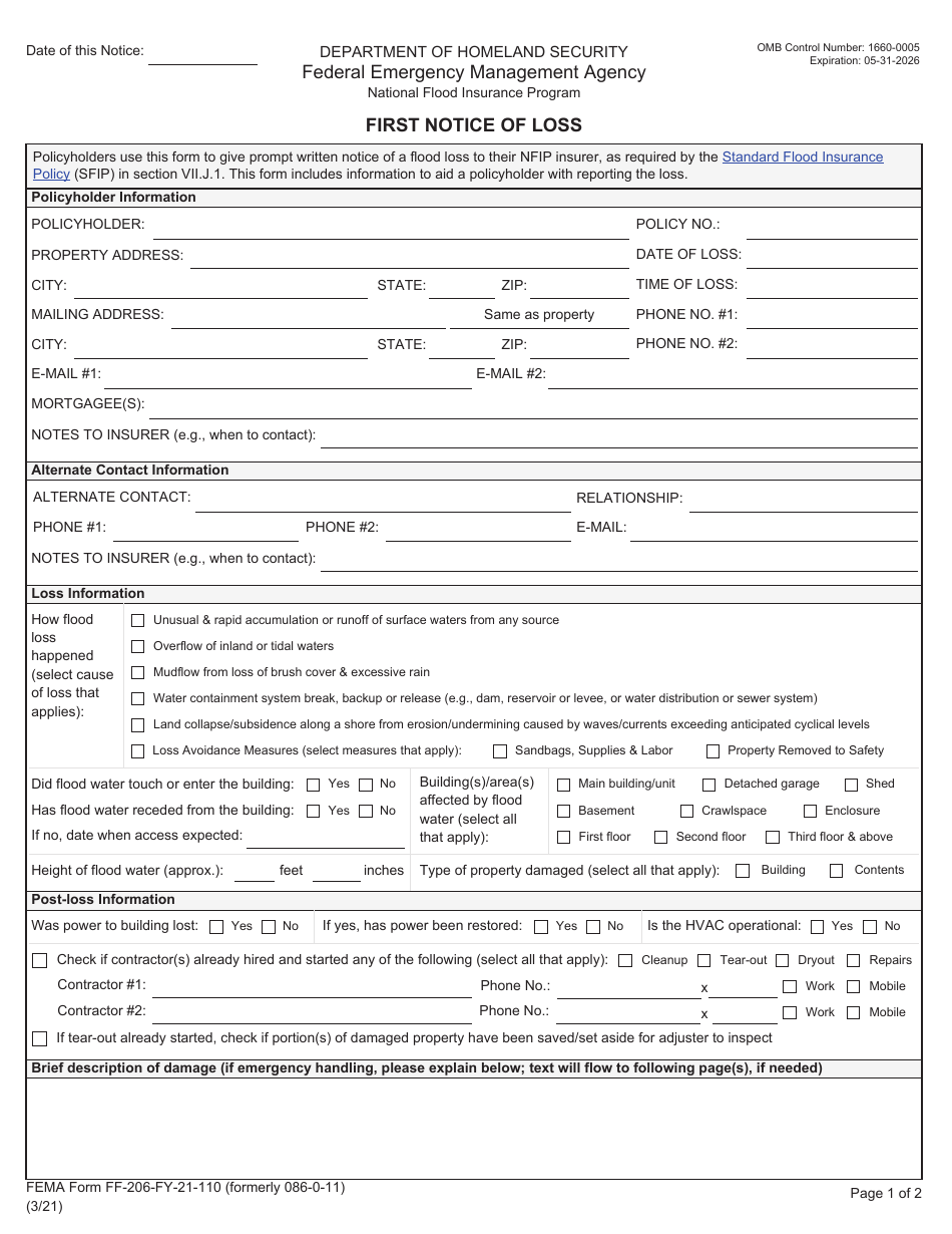 FEMA Form FF206FY21110 Fill Out, Sign Online and Download