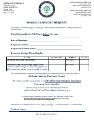 Document preview: Marriage Record Request - Fulton County, Georgia (United States)