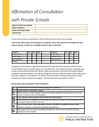 Affirmation of Consultation With Private Schools - Washington