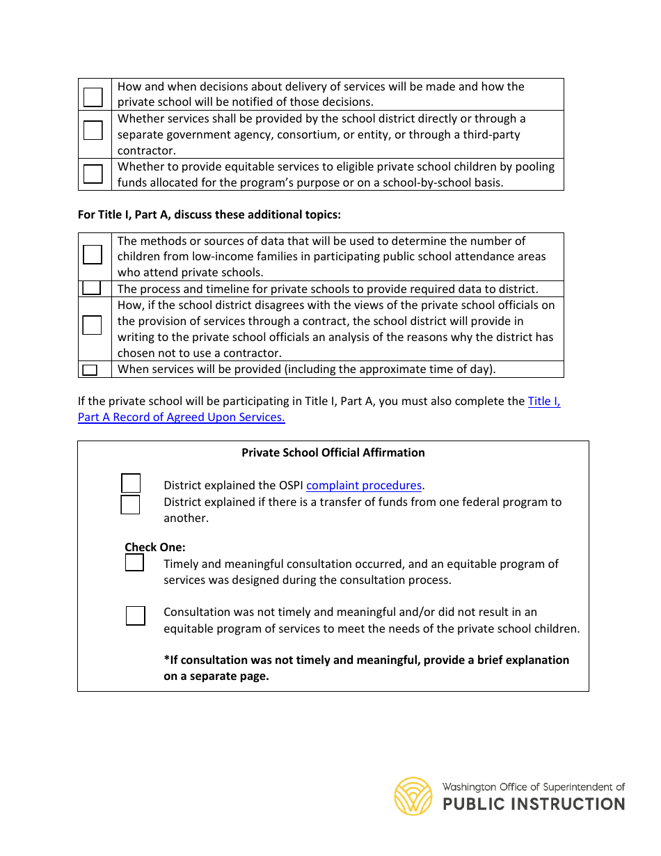 Affirmation of Consultation With Private Schools - Washington, Page 2