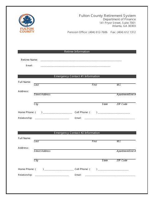 Emergency Contact Information Form - Fulton County, Georgia (United States) Download Pdf