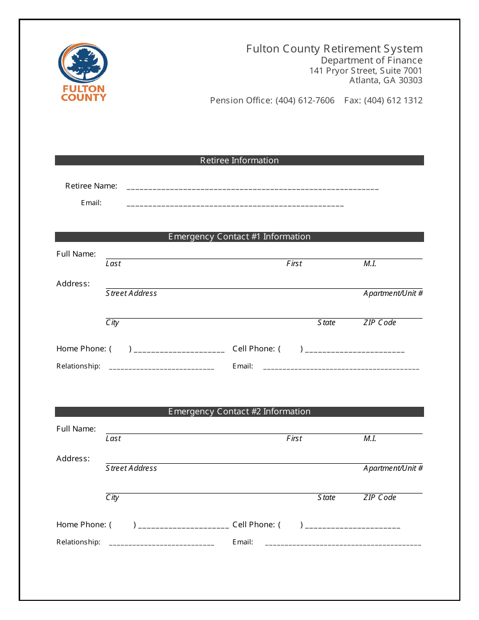 Emergency Contact Information Form - Fulton County, Georgia (United States), Page 1