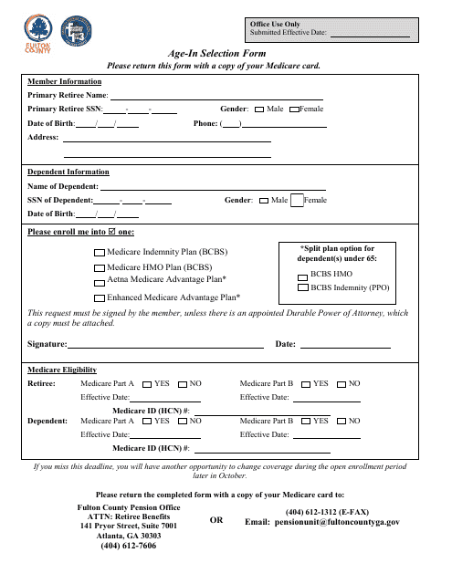 Age-In Selection Form - Fulton County, Georgia (United States) Download Pdf