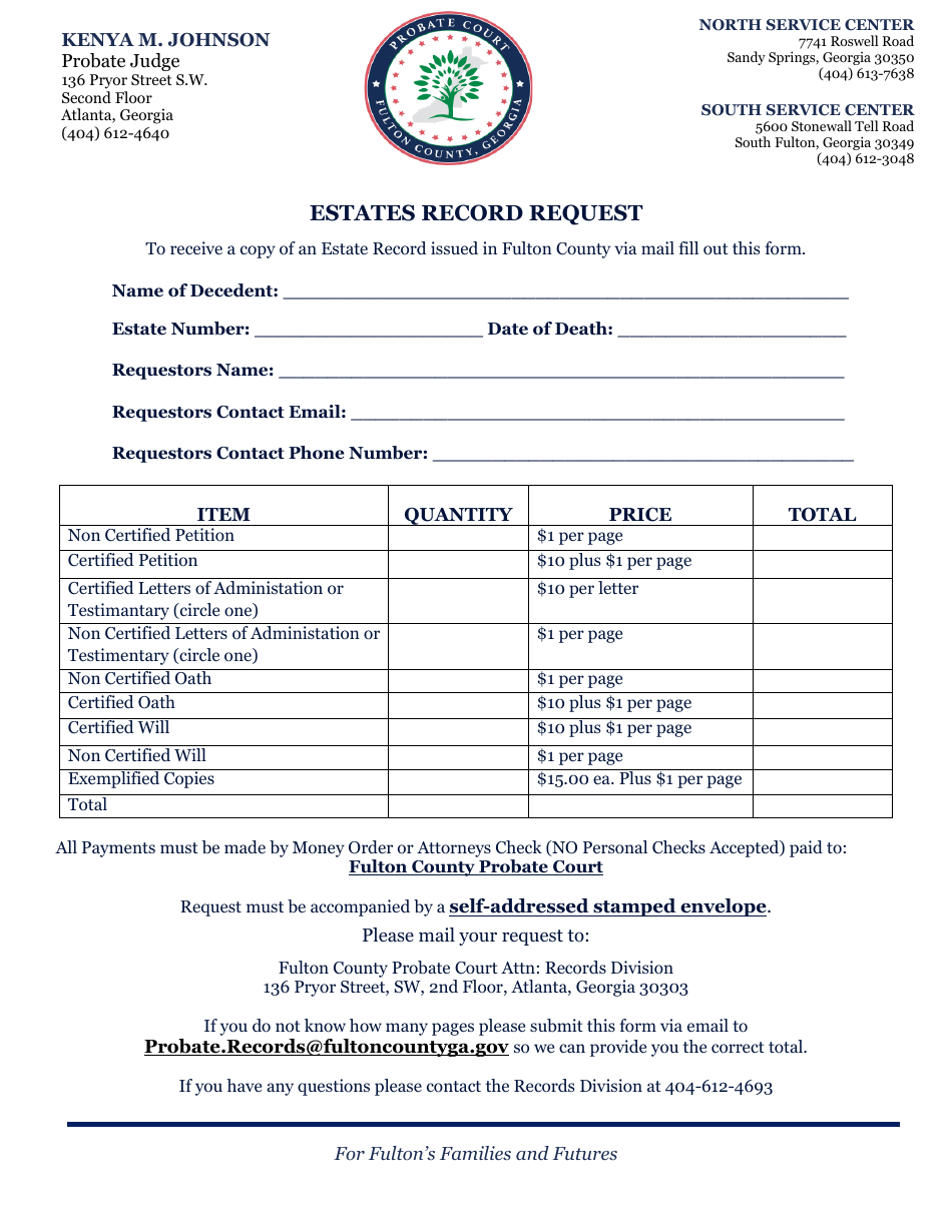 Estates Record Request - Fulton County, Georgia (United States), Page 1