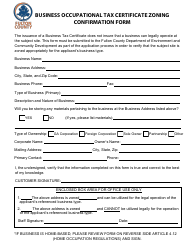 Document preview: Business Occupational Tax Certificate Zoning Confirmation Form - Fulton County, Georgia (United States)