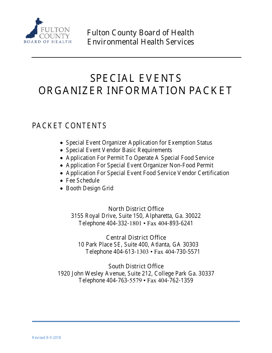 Special Events Organizer Information Packet - Fulton County, Georgia (United States), Page 1