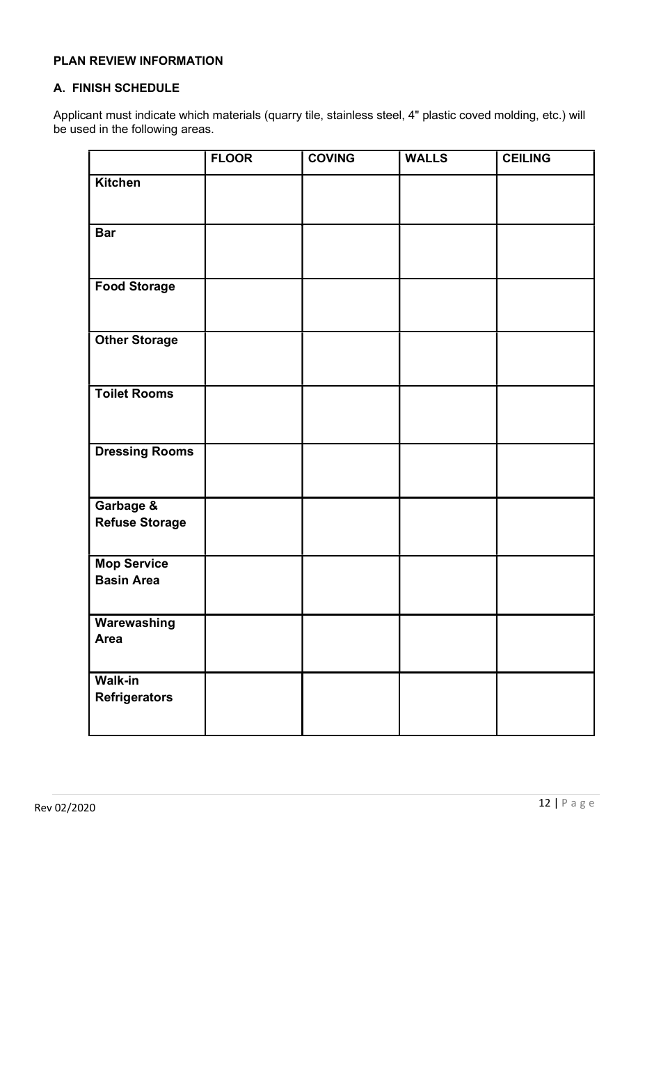 Permit Application for Food Service Establishments and Mobile / Extended Food Service Base of Operations - Georgia (United States), Page 12
