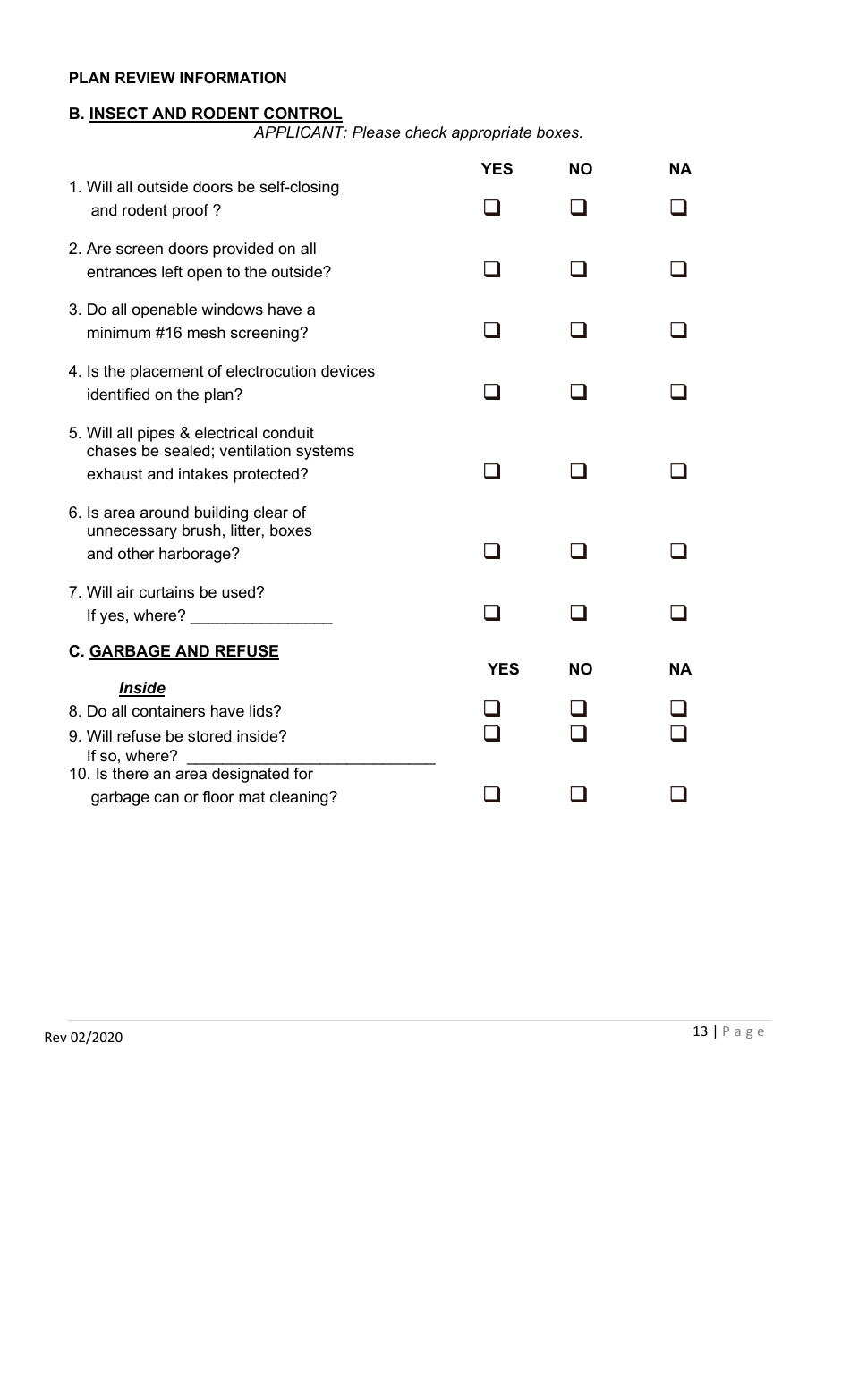 Permit Application for Food Service Establishments and Mobile / Extended Food Service Base of Operations - Georgia (United States), Page 13