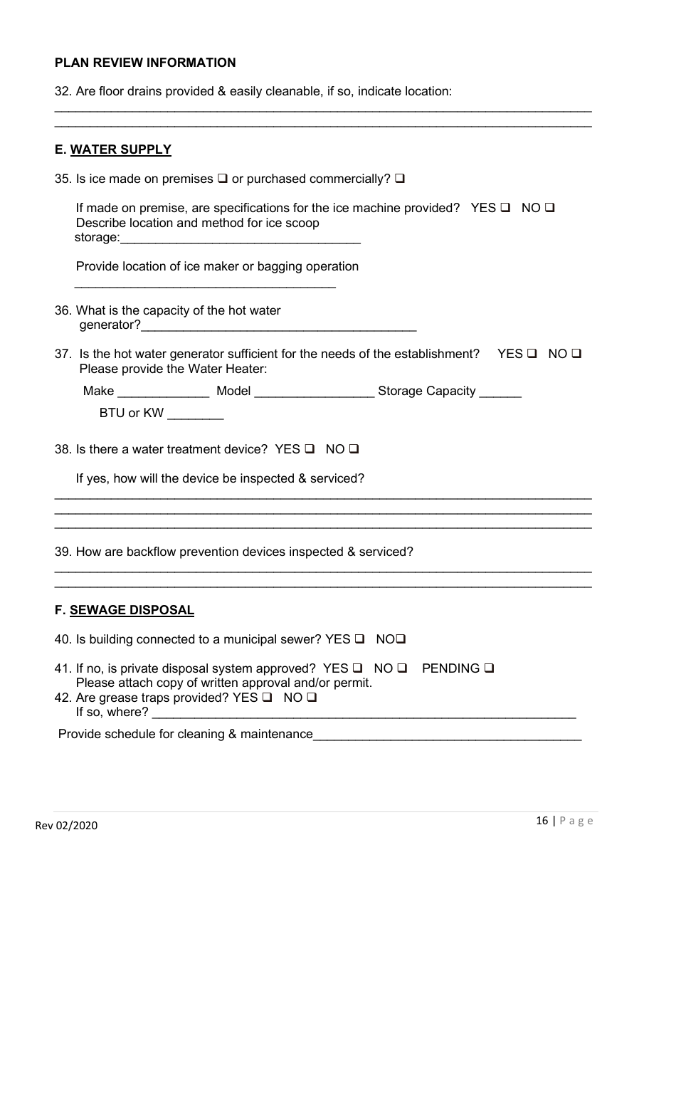 Permit Application for Food Service Establishments and Mobile / Extended Food Service Base of Operations - Georgia (United States), Page 16