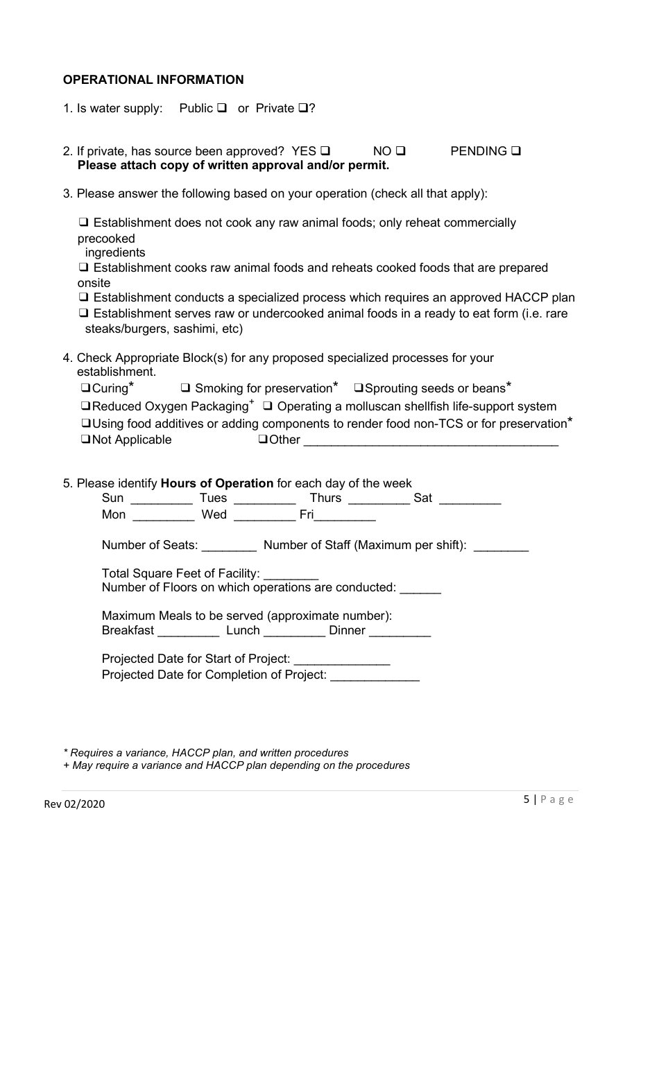 Permit Application for Food Service Establishments and Mobile / Extended Food Service Base of Operations - Georgia (United States), Page 5
