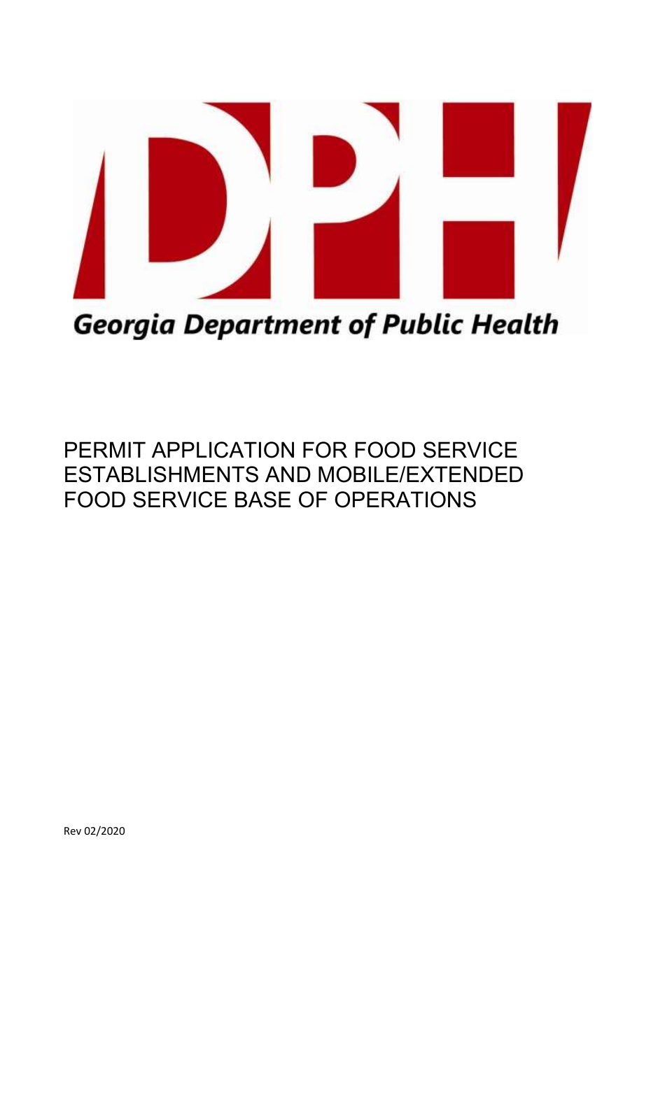 (United States) Permit Application for Food Service
