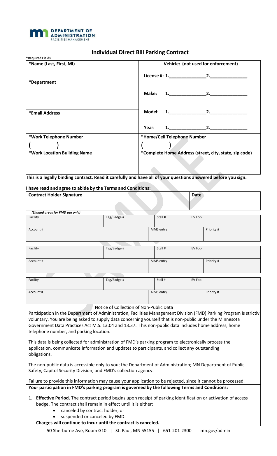 Minnesota Individual Direct Bill Parking Contract Sample Fill Out Minnesota Individual Direct Bill Parking Contract Sample Fill Out