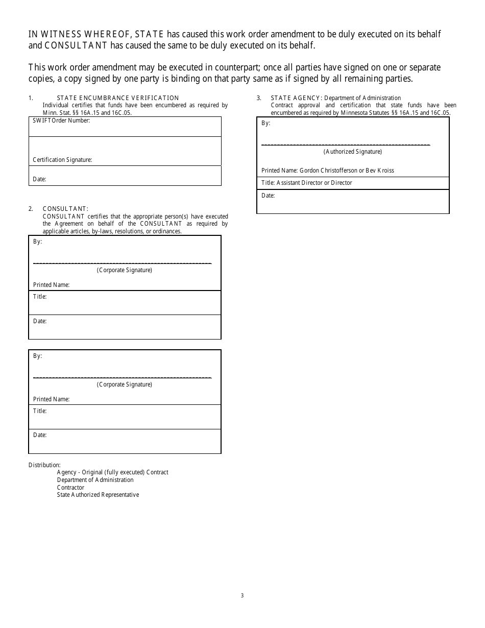 Admin Form 1051 Consultant Work Order Amendment - Minnesota, Page 3