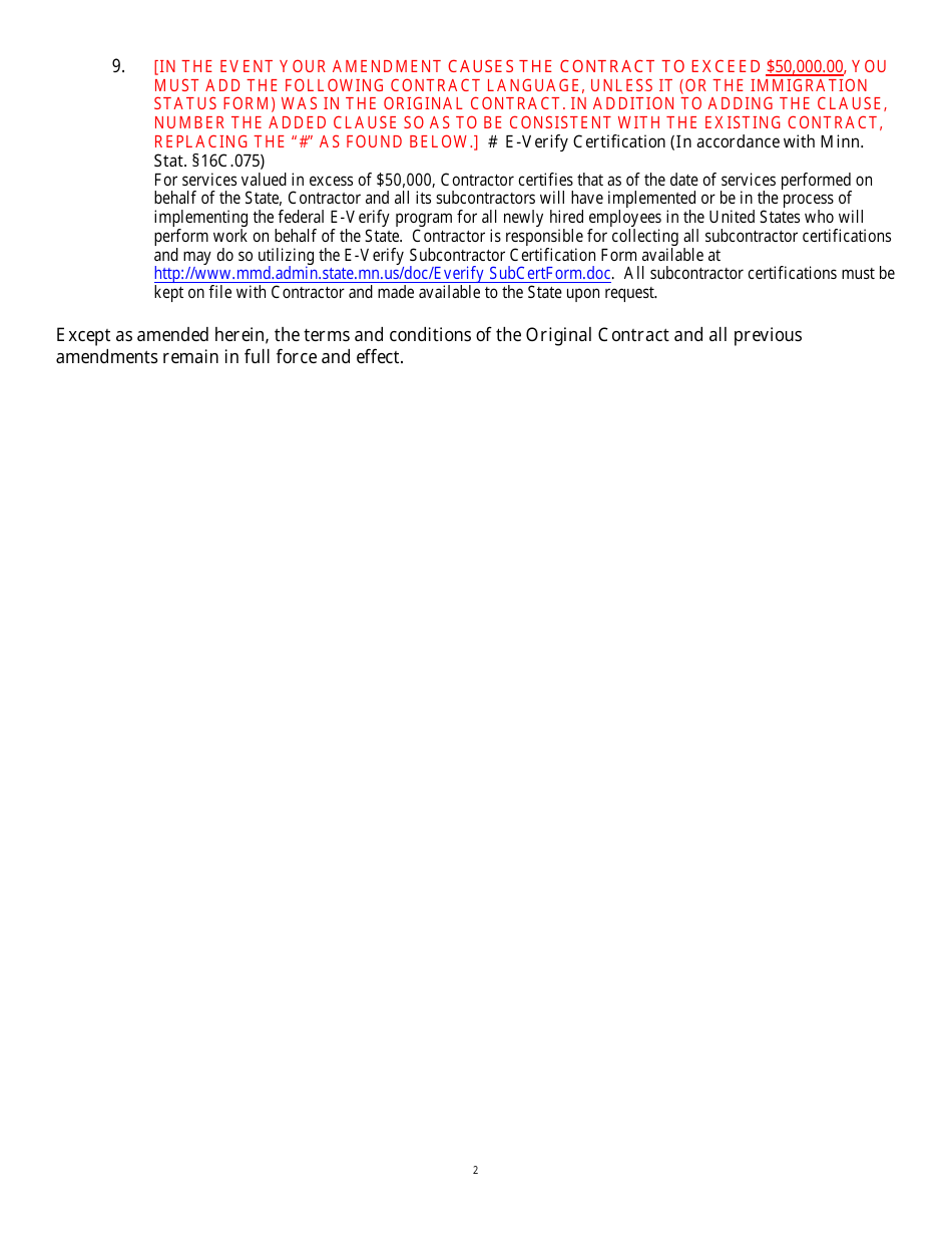 Admin Form 908-02 Consultant Supplemental Agreement / Contract Amendment for State of Minnesota Professional and Technical Services Contract - Minnesota, Page 2