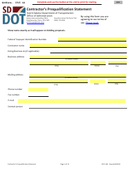 SD Form 0945 (DOT-144) Contractor&#039;s Prequalification Statement - South Dakota