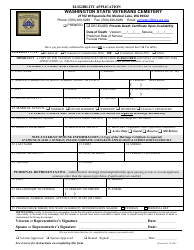 Document preview: Washington State Veterans Cemetery Eligibility Application - Washington