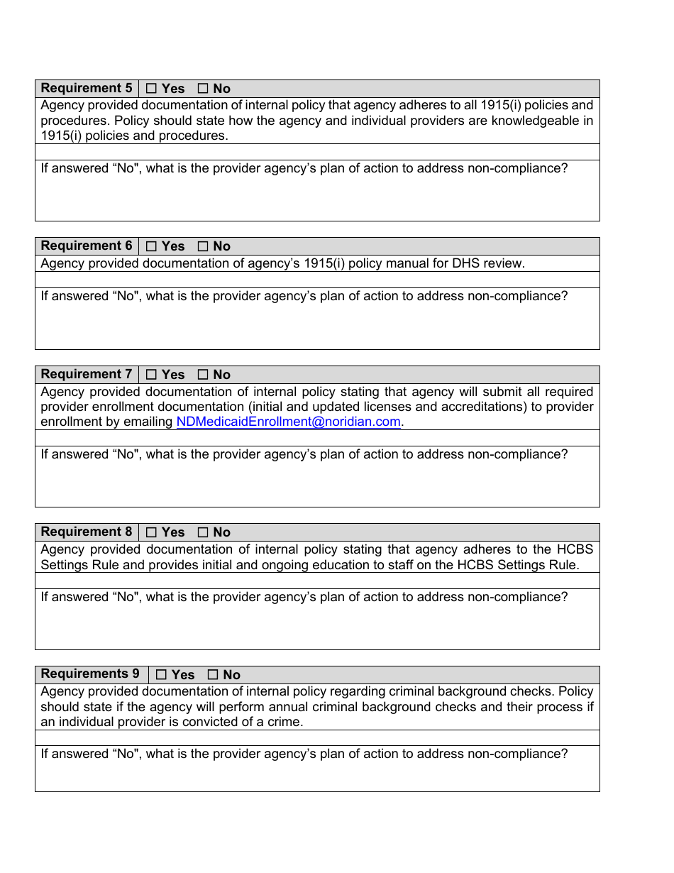 1915(I) Provider Agency Review Report - North Dakota, Page 3