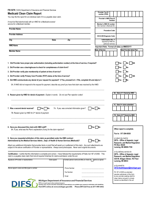 Form FIS0278  Printable Pdf