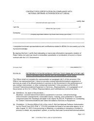 Document preview: Contractor's Certification on Compliance With National Defense Authorization Act (Ndaa)
