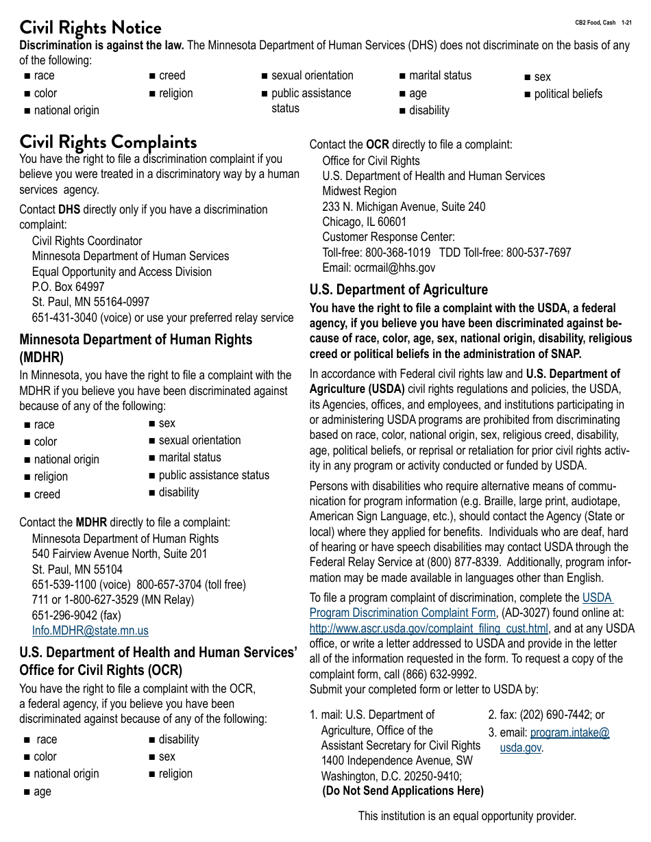 Form DHS-3360-ENG Electronic Funds Transfer for Dwp, Mfip, Ga, Msa or Rca Benefits - Minnesota, Page 3