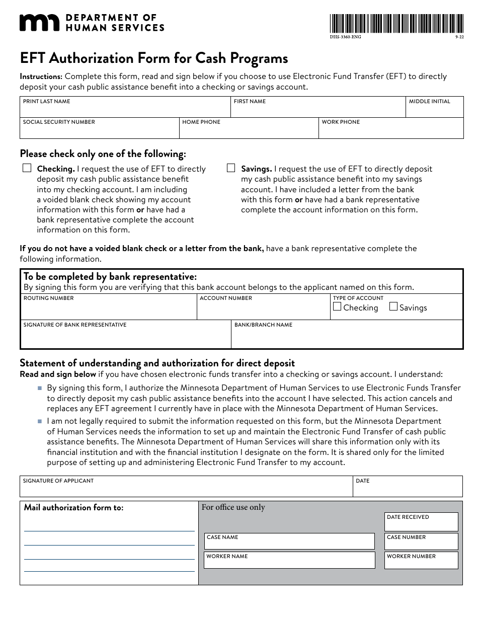 Form DHS-3360-ENG Electronic Funds Transfer for Dwp, Mfip, Ga, Msa or Rca Benefits - Minnesota, Page 5
