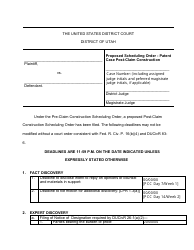 Proposed Scheduling Order - Patent Case Post-claim Construction - Utah
