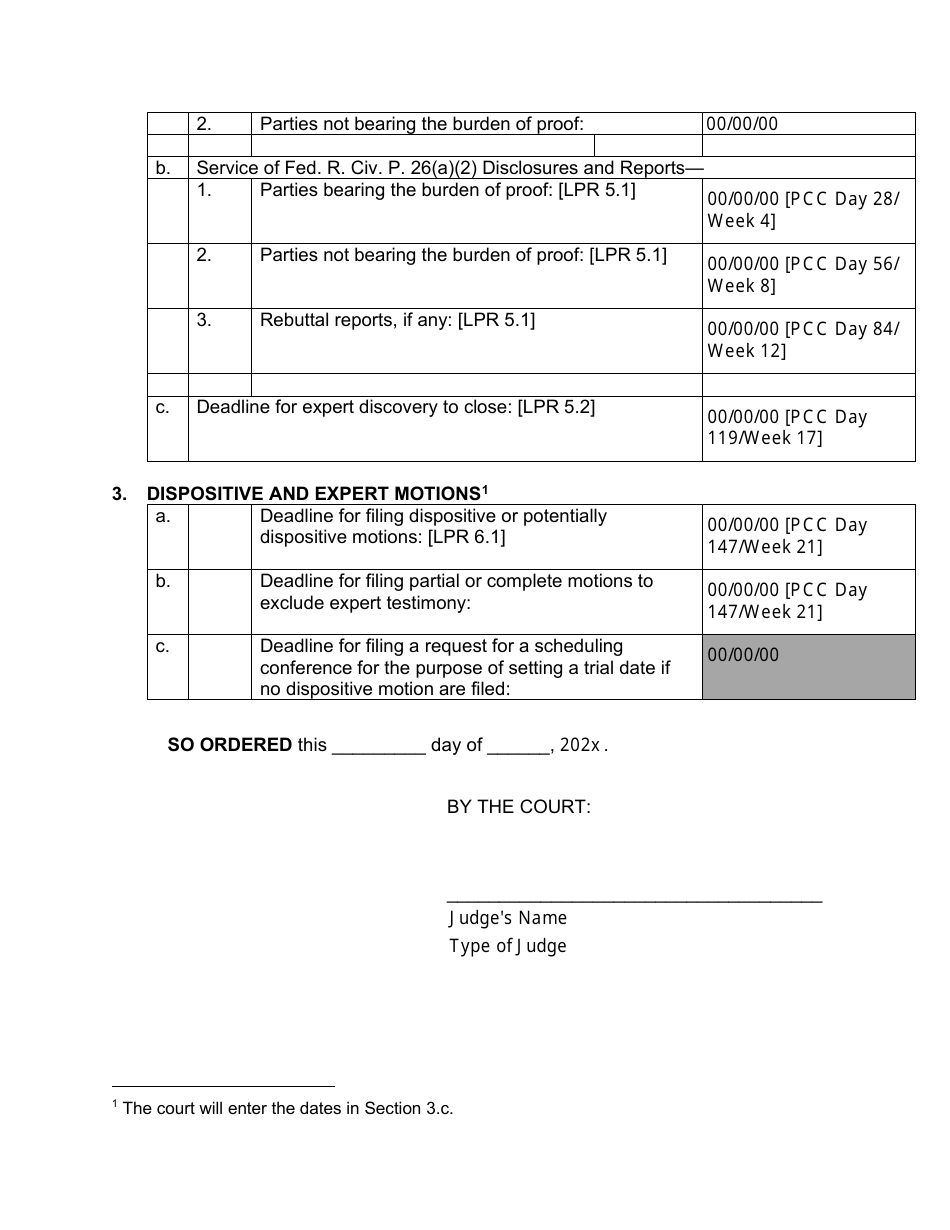 Proposed Scheduling Order - Patent Case Post-claim Construction - Utah, Page 2
