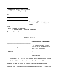 Document preview: Attorney Planning Meeting Report - General Civil Case - Utah