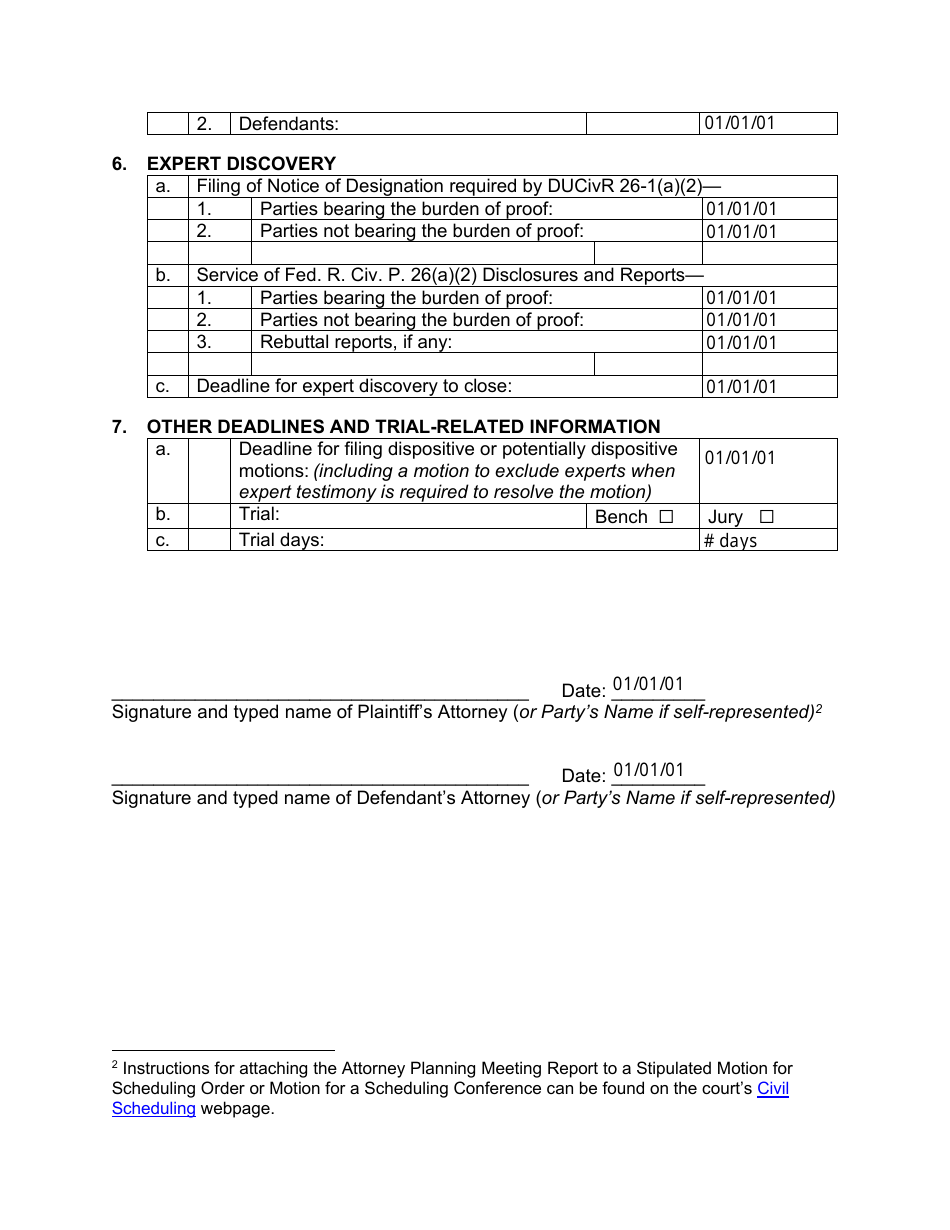 Attorney Planning Meeting Report - General Civil Case - Utah, Page 7