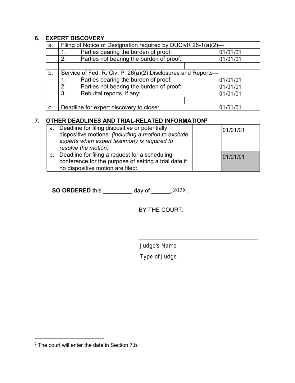 Proposed Scheduling Order - General Civil Case - Utah, Page 8