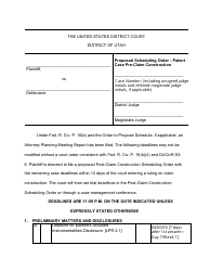 Proposed Scheduling Order - Patent Case Pre-claim Construction - Utah
