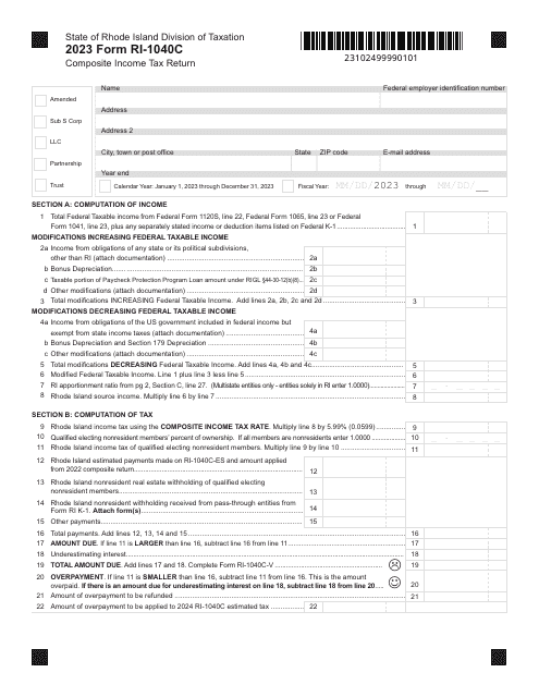 Form RI-1040C Composite Income Tax(return - Rhode Island, 2023