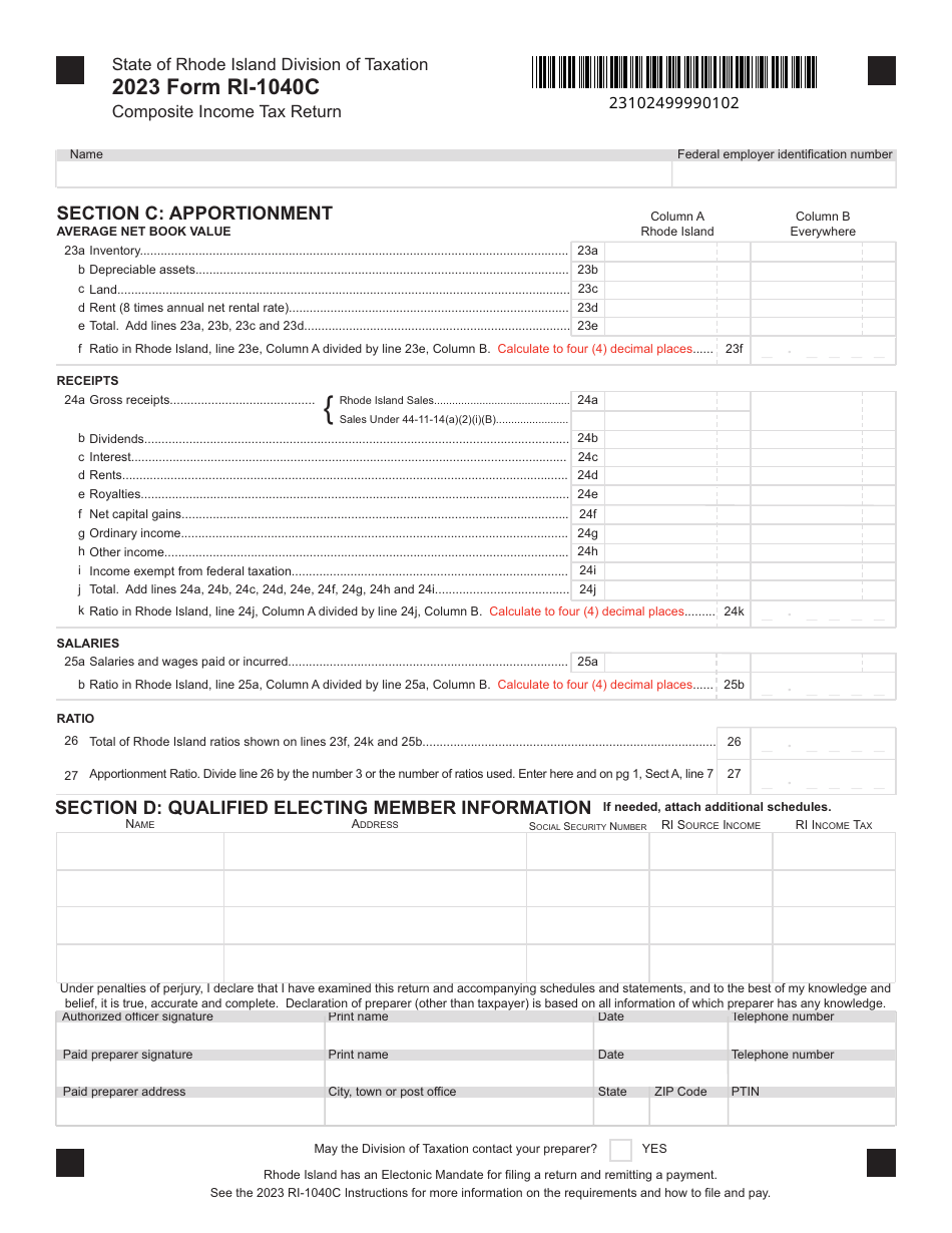 Form RI-1040C Download Fillable PDF or Fill Online Composite Income Tax ...