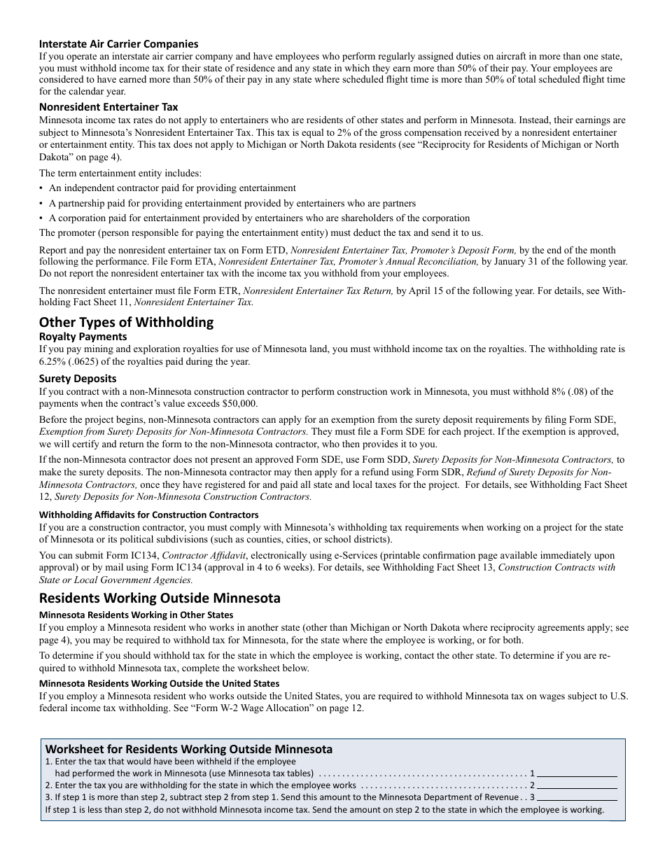 Minnesota Income Tax Withholding Instruction Booklet - Minnesota, Page 5
