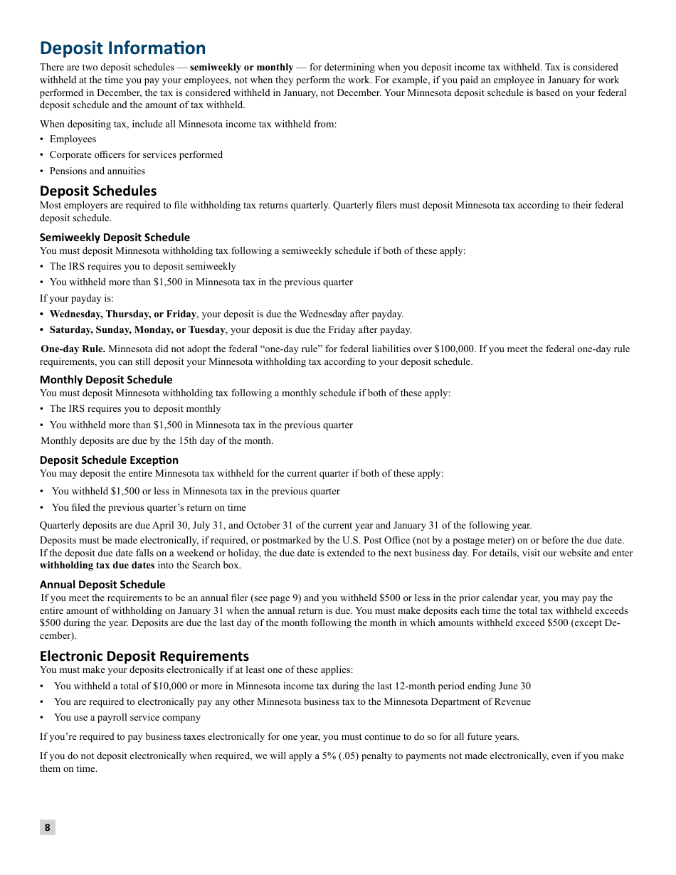 Minnesota Income Tax Withholding Instruction Booklet - Minnesota, Page 8