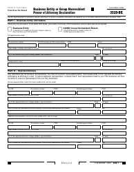 Form FTB3520-BE Business Entity or Group Nonresident Power of Attorney Declaration - California