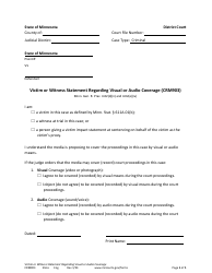 Document preview: Form CRM903 Victim or Witness Statement Regarding Visual or Audio Coverage - Minnesota