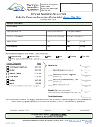 Form AGR-7055 Renewal Application for Licensing Under the Washington Commission Merchants Act - Washington