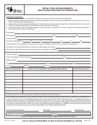 Document preview: DHEC Form 1717 Application for Event Authorization - Retail Food Establishments - South Carolina