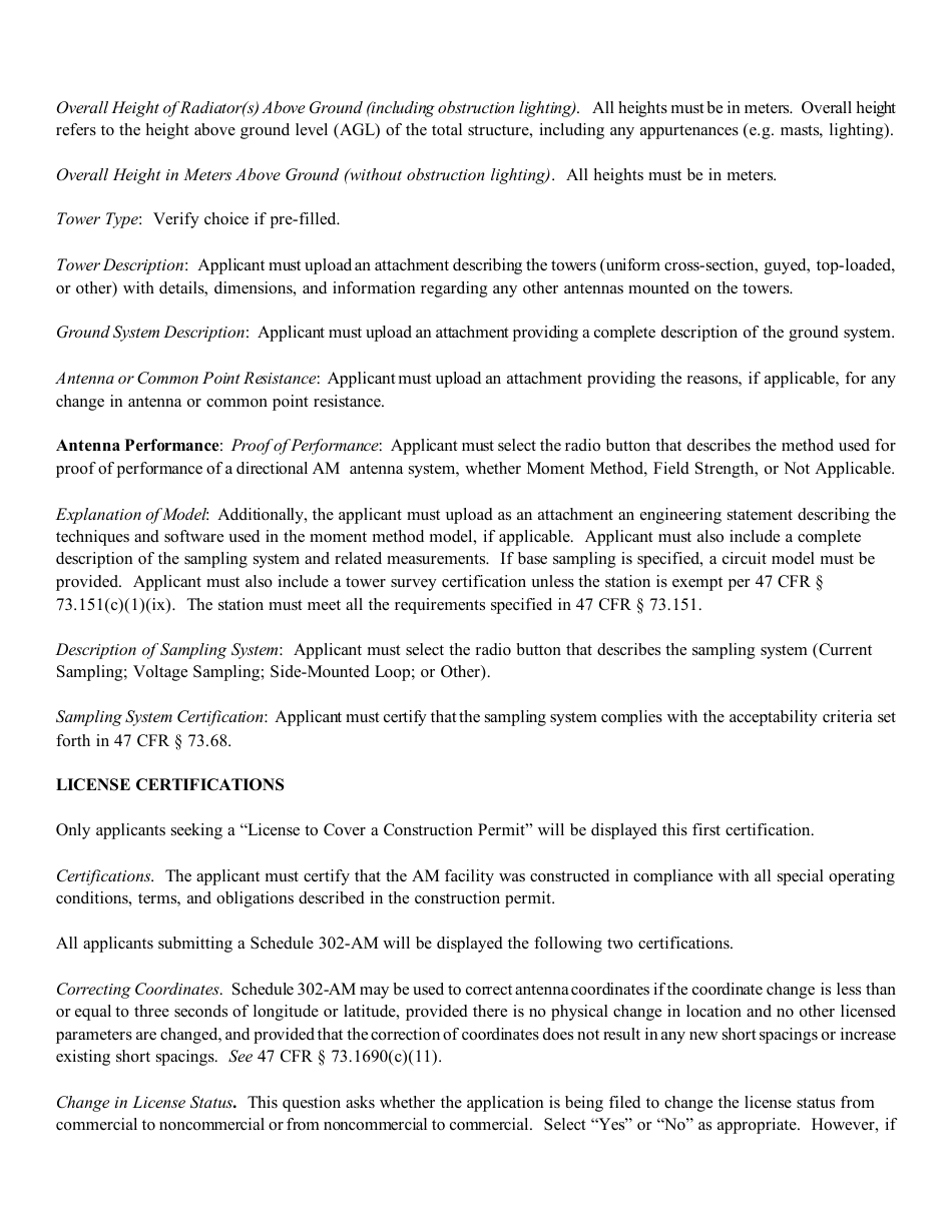 Instructions for FCC Form 2100 Schedule 302-AM Am Station License Application, Page 12
